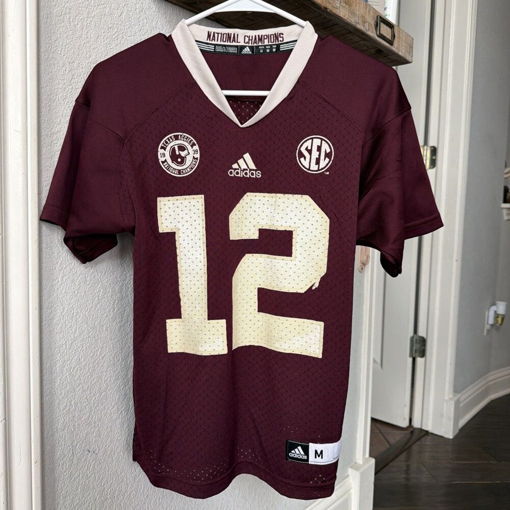 Adidas Texas A&M Aggies 1939 National Champions Jersey Throwback Youth M 12
